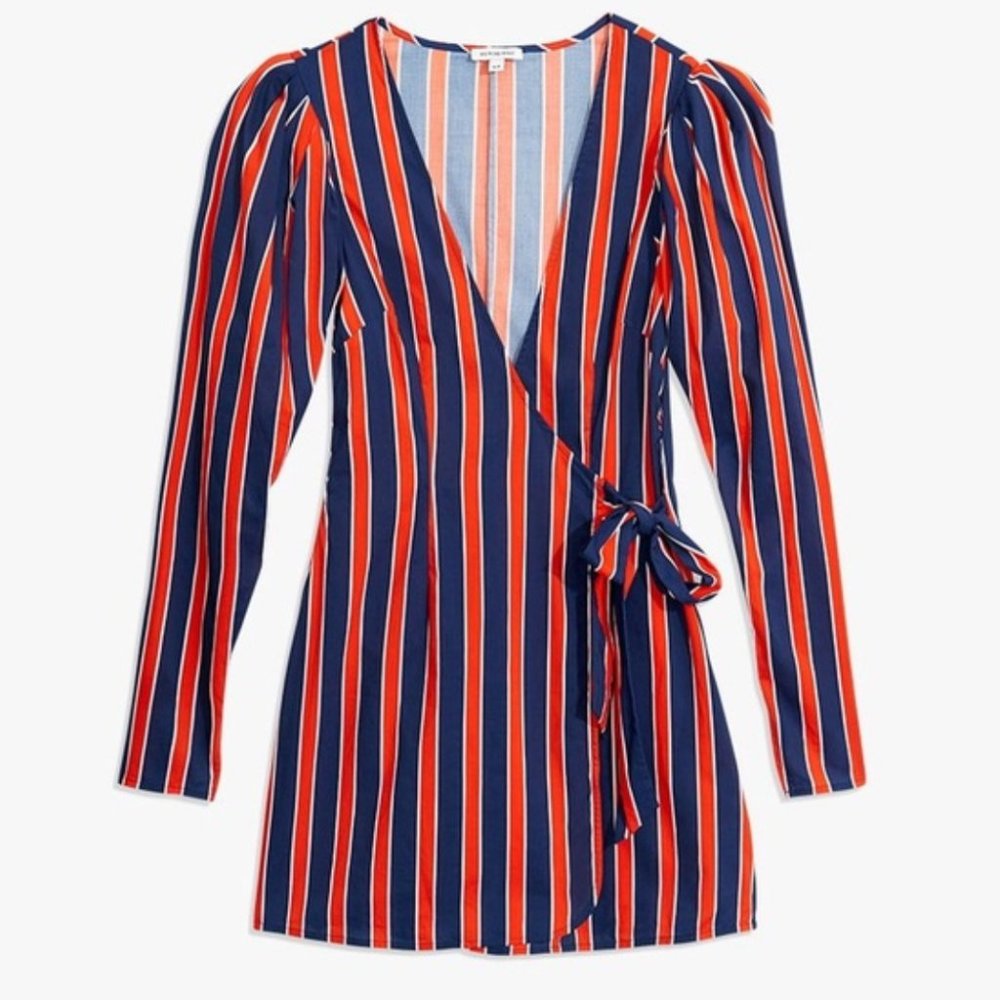 WeWoreWhat Blanca Dress Navy Pinstripe